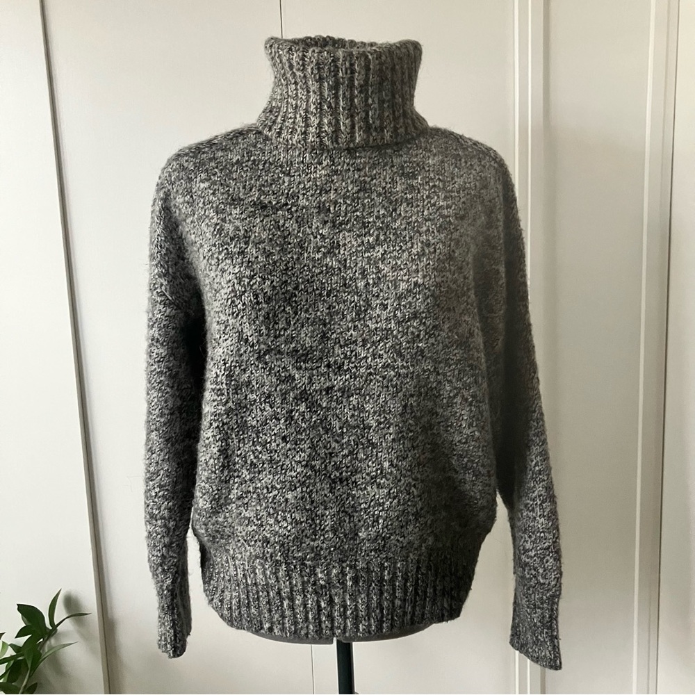 Zara Black and White Heather, Mohair effect turtleneck sweater